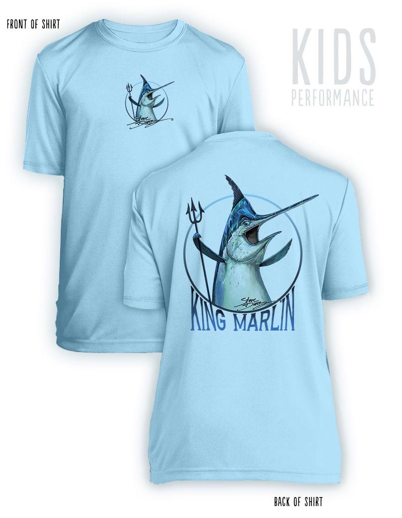King Marlin- KIDS Short Sleeve Performance - 100% Polyester
